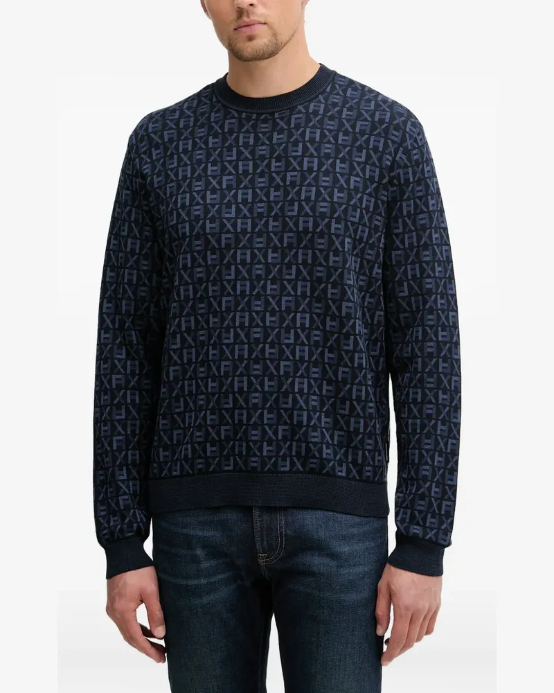Armani Exchange Pullover mit Monogrammmuster - Blau Blau