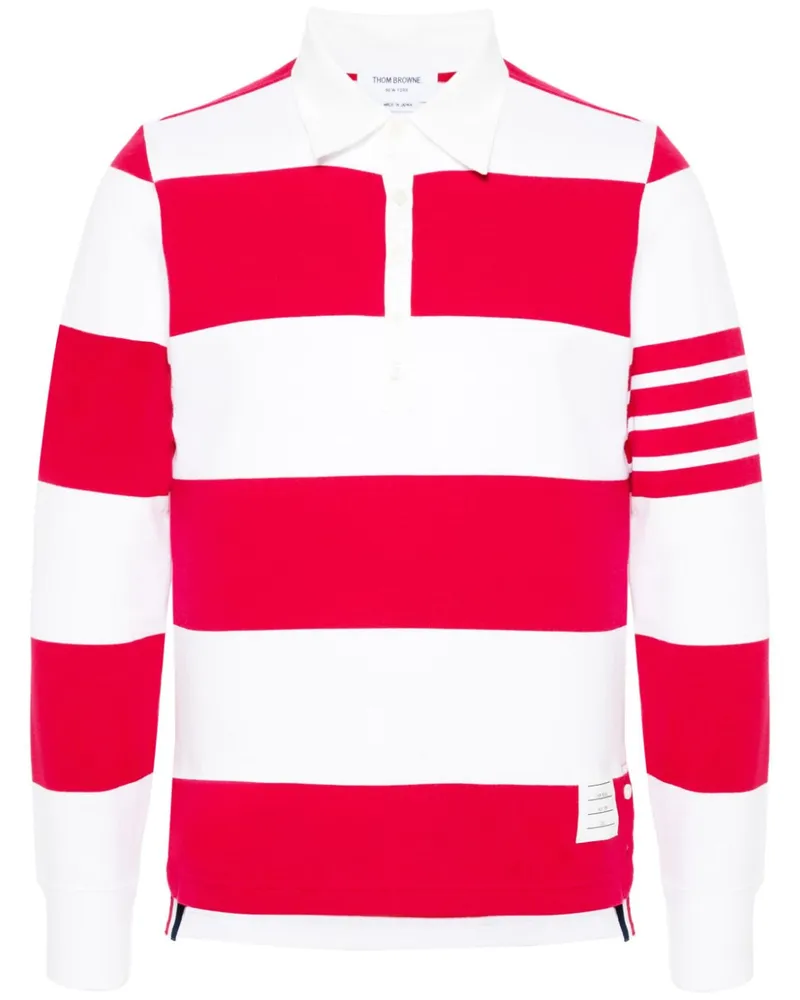 Thom Browne Gestricktes Poloshirt mit Streifen - Rot Rot