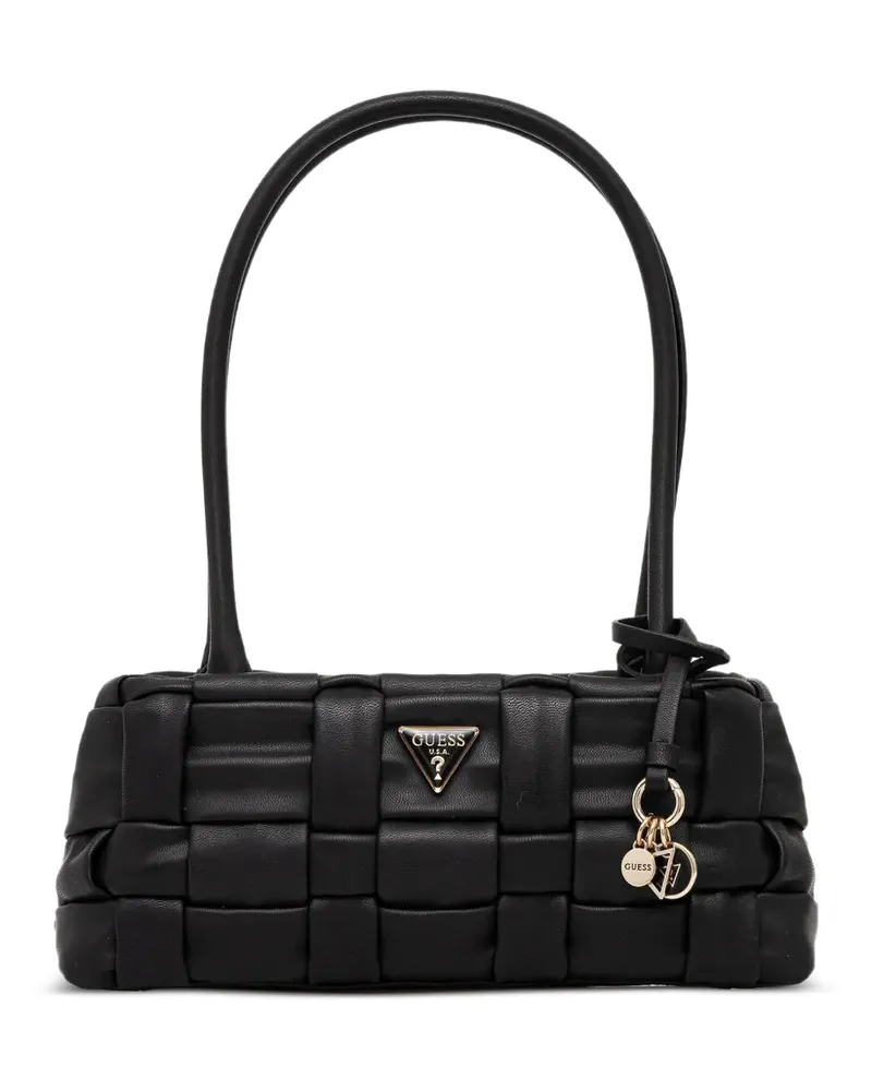 Guess Marion Tote Bag mit gewebtem Anhänger - Schwarz Schwarz