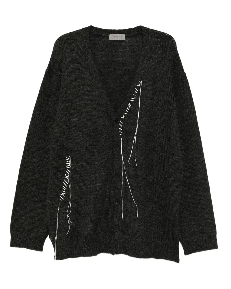 Yohji Yamamoto Cardigan mit 5G1P-Stickerei - Grau Grau