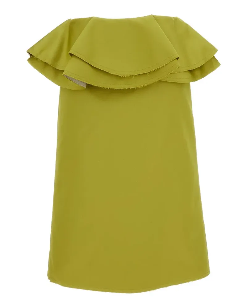 PLAN C ruffled raw-cut midi skirt - Grün Grün