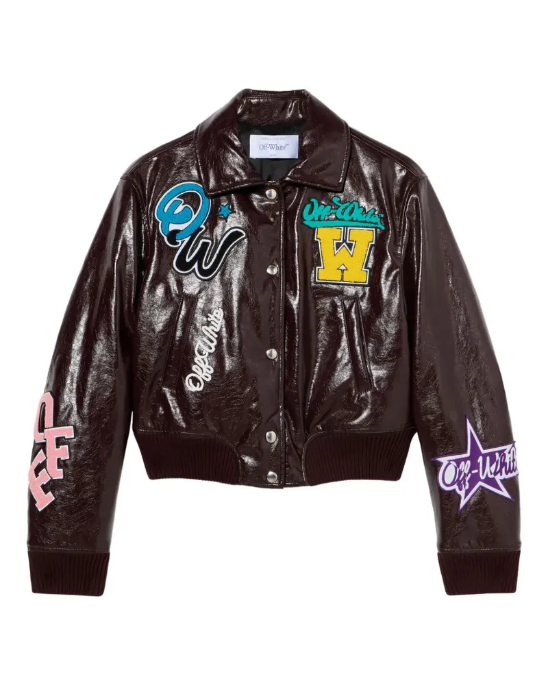 OFF-WHITE crinkled coated varsity jacket - Braun Braun