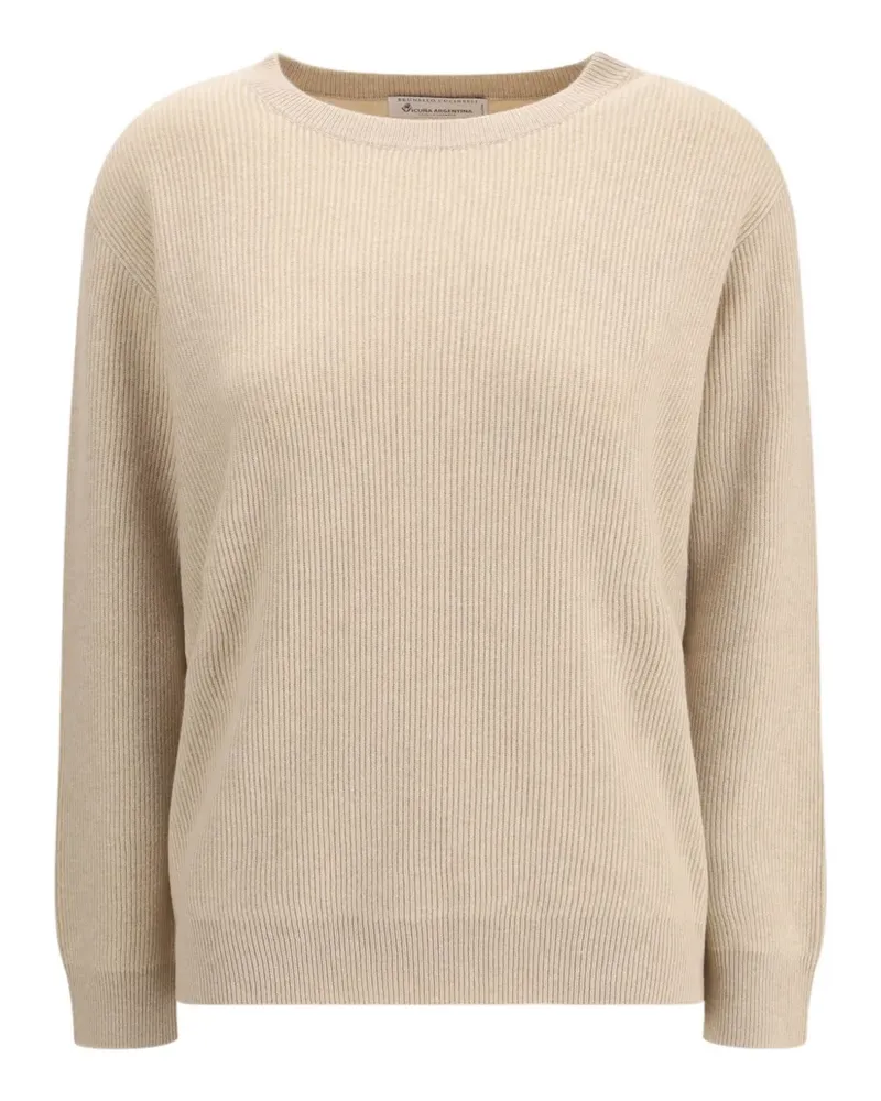 Brunello Cucinelli ribbed crew-neck sweater - Nude Nude