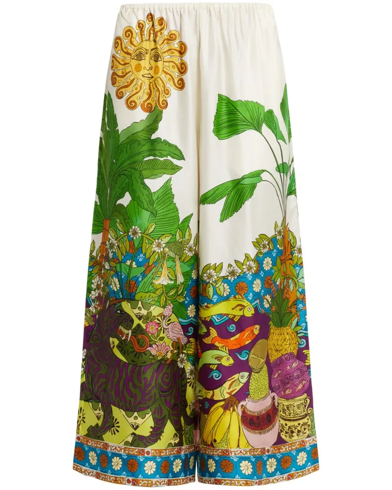 ALEMAIS Tiger Palazzohose - Weiß Weiß