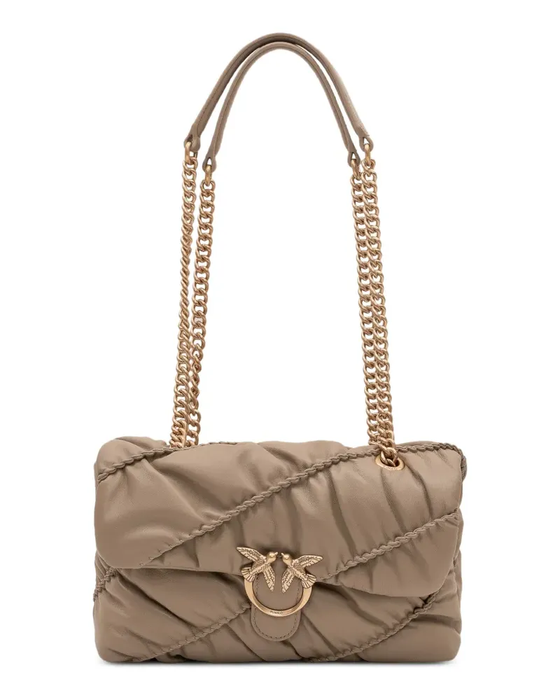 Pinko Love Puff Schultertasche mit Knitteroptik - Grau Grau
