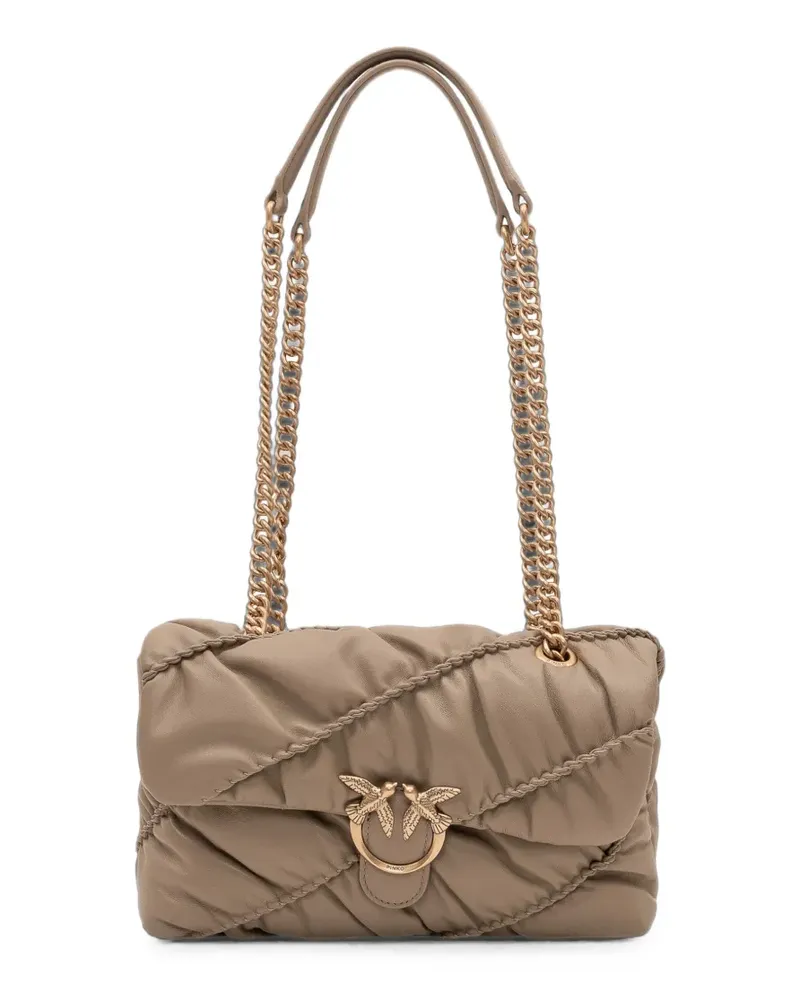 Pinko Love Puff Schultertasche mit Knitteroptik - Grau Grau
