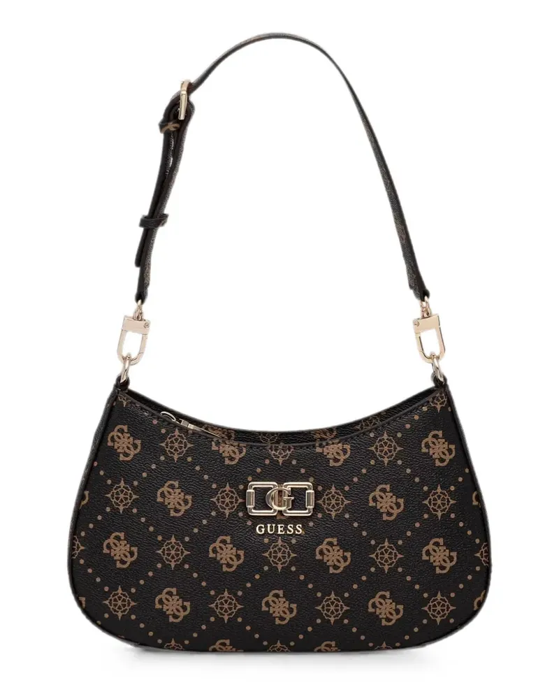 Guess Emelie monogram-print logo-plaque shoulder bag - Schwarz Schwarz