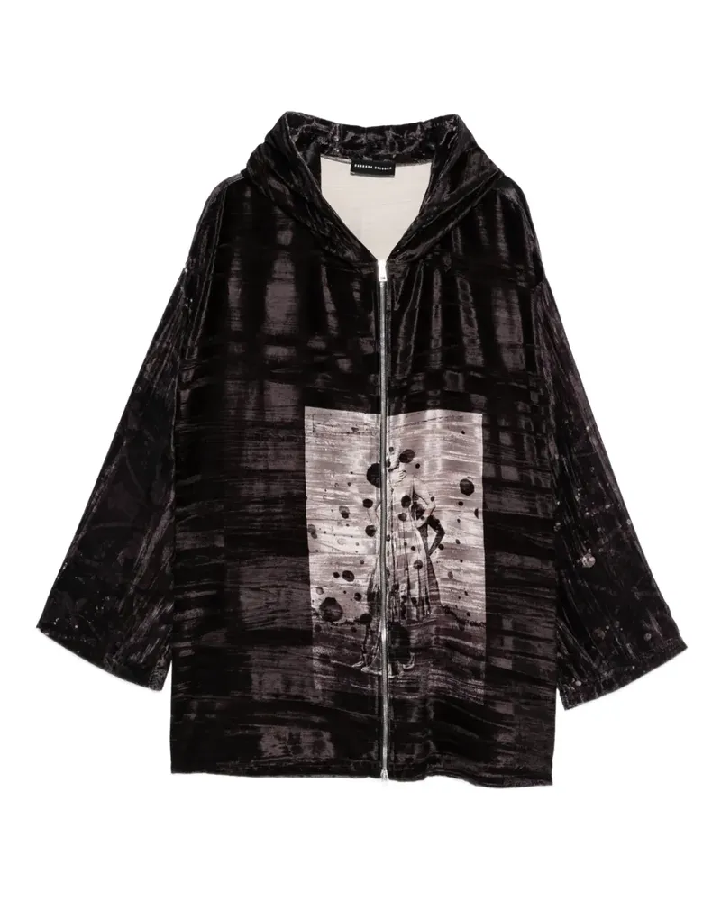 Barbara Bologna Hoodie aus Samt mit grafischem Print - Schwarz Schwarz