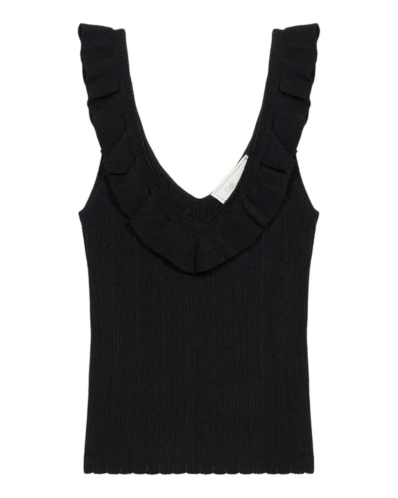 Blumarine Gerüschtes Tanktop mit V-Ausschnitt - Schwarz Schwarz