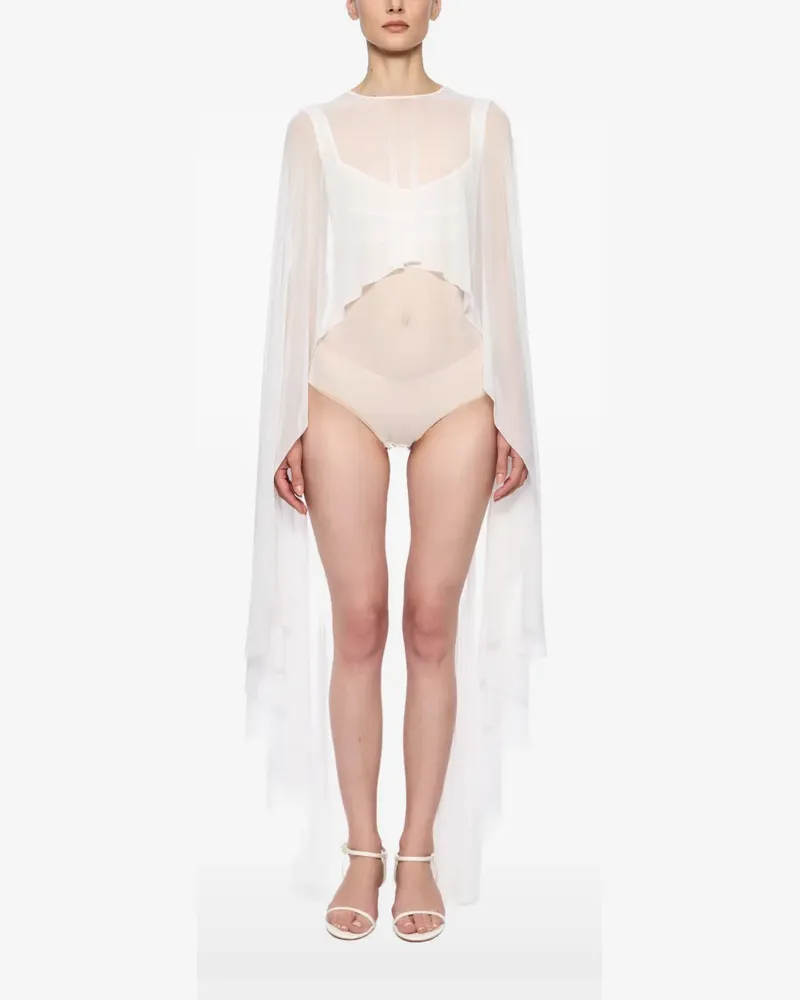 ATU Body Couture semi-sheer mesh cape - Weiß Weiß