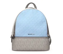 monogram-pattern panelled backpack - Blau