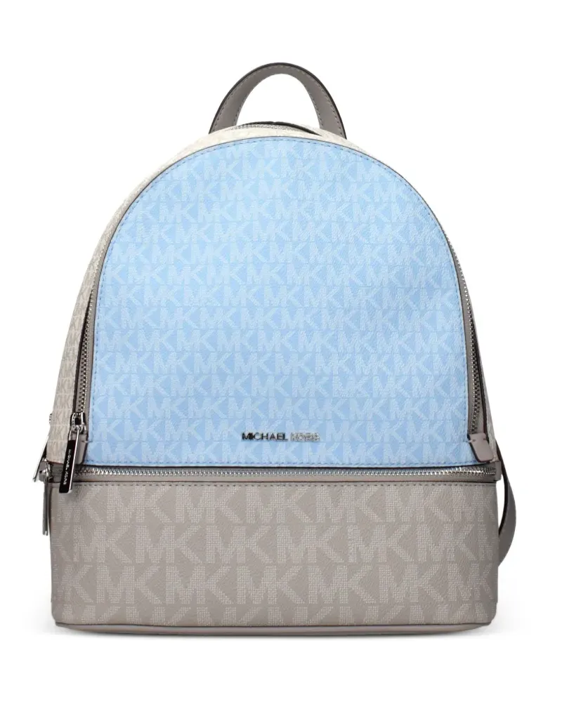 Michael Kors monogram-pattern panelled backpack - Blau Blau