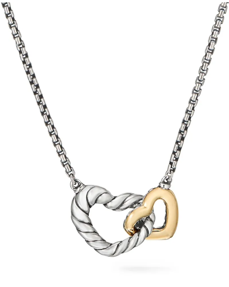 David Yurman 18kt Cable Collectibles Gelbgold- und Sterlingsilberhalskette mit Herz (16,4mm Silber