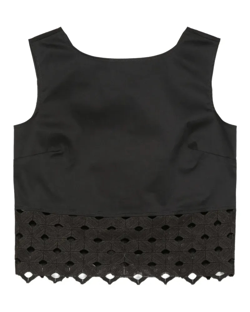 Max Mara broderie-anglaise scalloped-hem top - Schwarz Schwarz