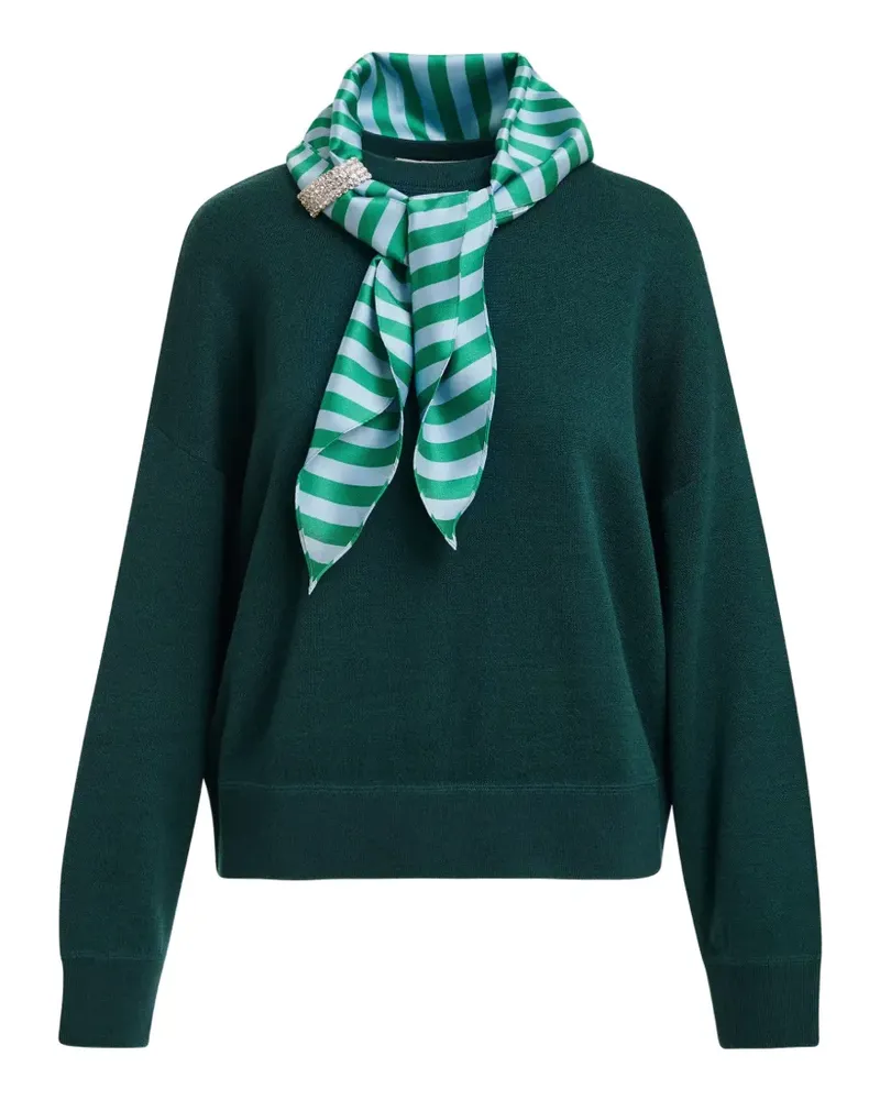 Essentiel Verziertes Sweatshirt mit gestreiftem Schal - Grün Grün