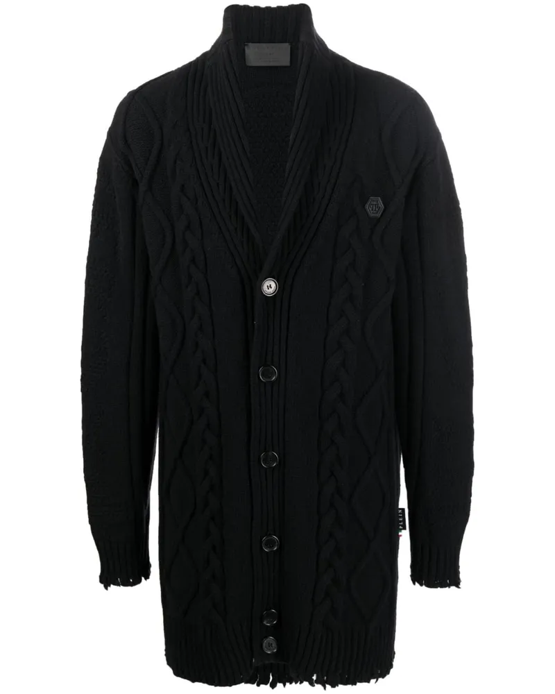 Philipp Plein Cardigan im Distressed-Look - Schwarz Schwarz