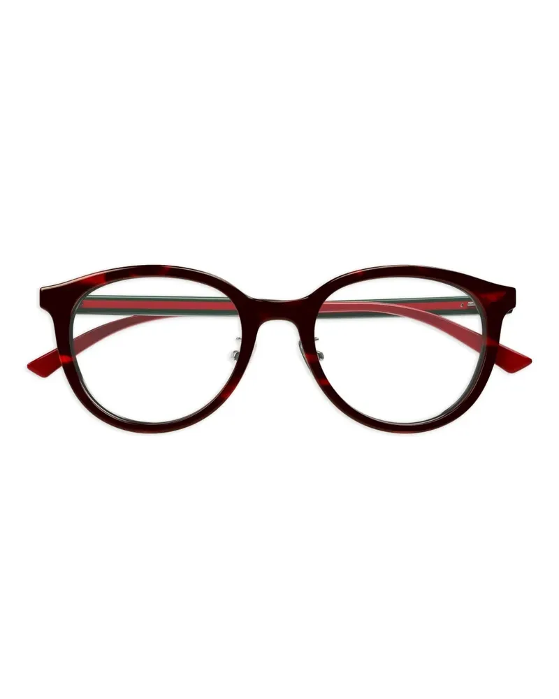 Gucci Runde Brille mit Webstreifen - Schwarz Schwarz