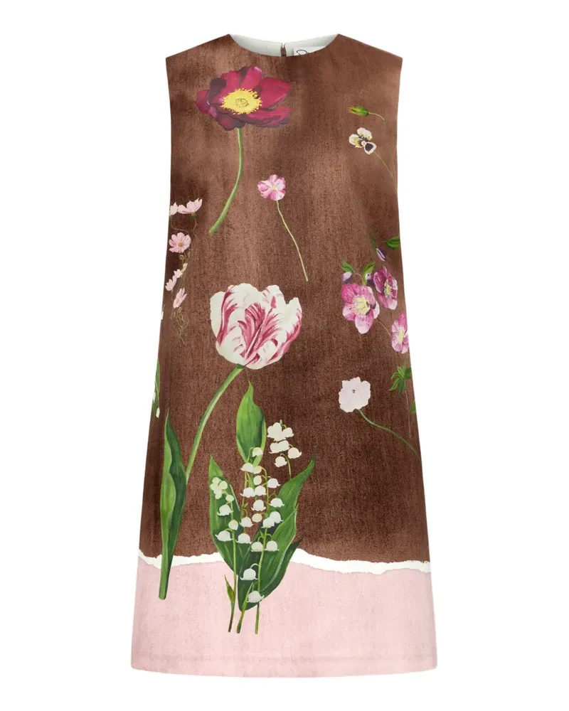 Oscar de la Renta Minikleid mit botanischem Print - Braun Braun