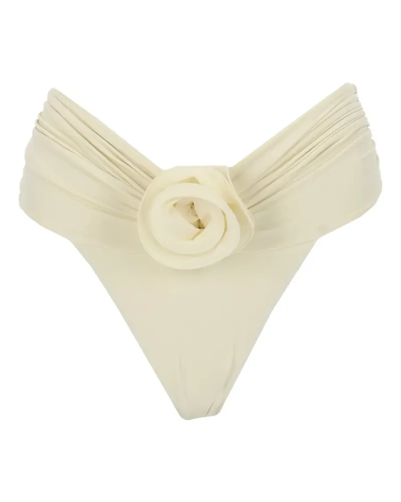La Reveche Derya floral-appliqué bikini bottoms - Weiß Weiß