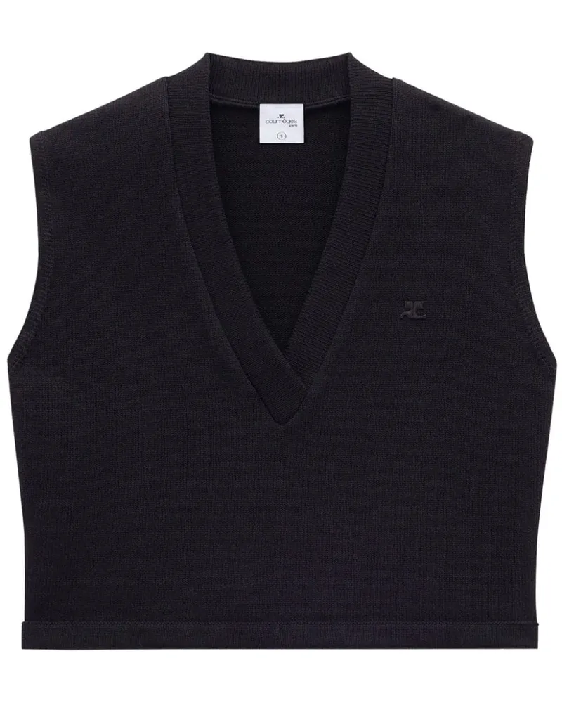Courrèges Varsity Tanktop mit Logo-Applikation - Schwarz Schwarz