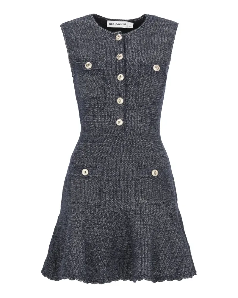 Self-Portrait button-up sleeveless mini dress - Blau Blau