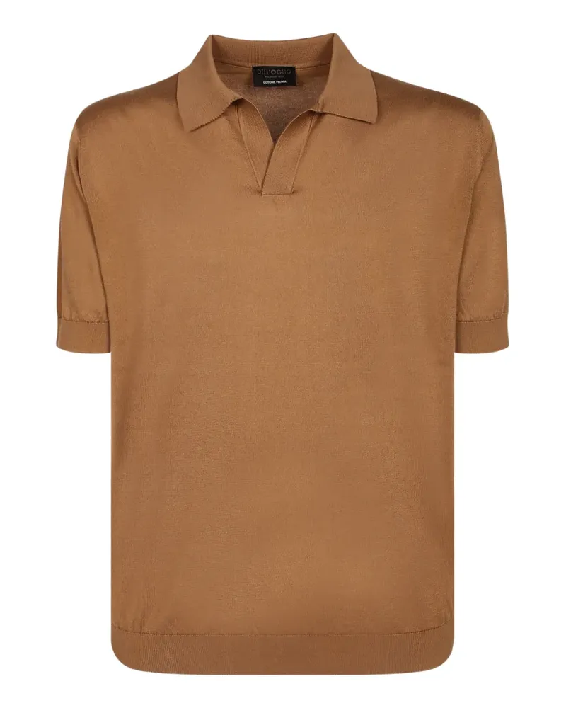 Dell'oglio Gestricktes T-Shirt mit Poloshirtkragen - Nude Nude