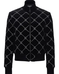 Balmain Gesteppte Bomberjacke mit Strass Schwarz