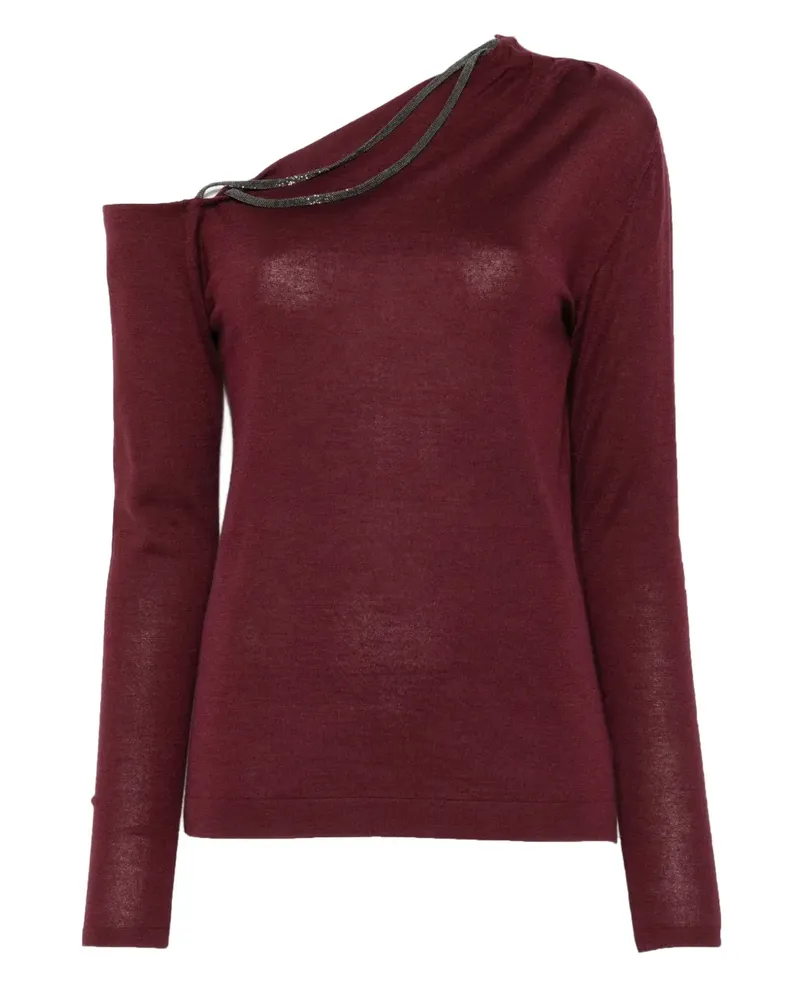 Brunello Cucinelli One-Shoulder-Top mit Kettendetail - Rot Rot