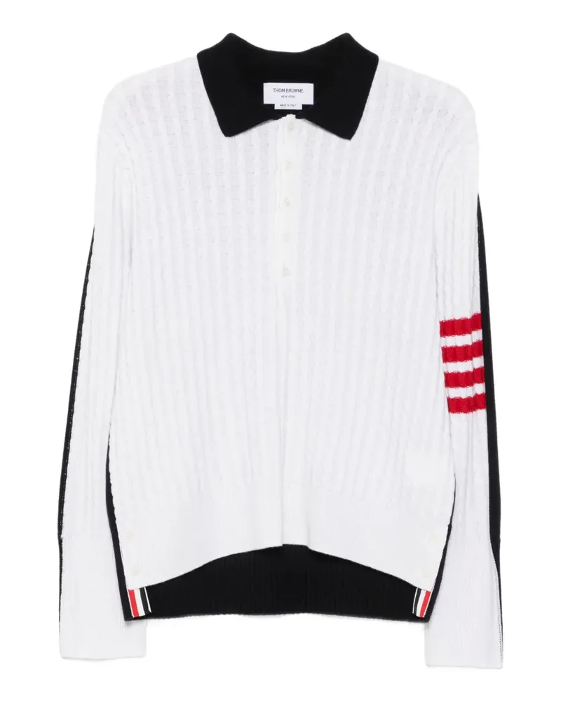 Thom Browne 4-Bar cable-knit polo shirt - Weiß Weiß