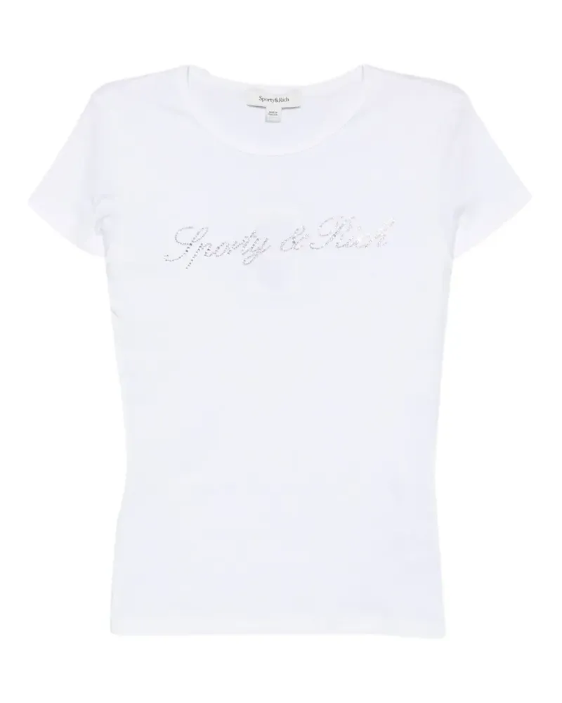 SPORTY & RICH Pandora T-Shirt mit Strass - Weiß Weiß