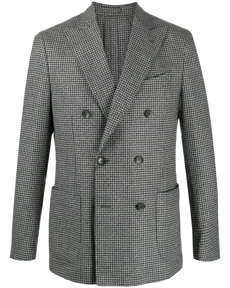 Dell'oglio Sakko mit Hahnentrittmuster - Schwarz Schwarz