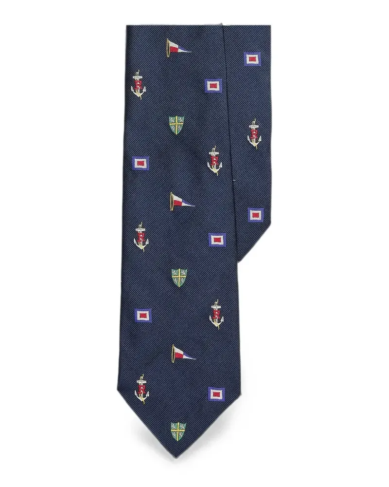 Ralph Lauren Seidenkrawatte mit Nautical-Stickerei - Blau Blau