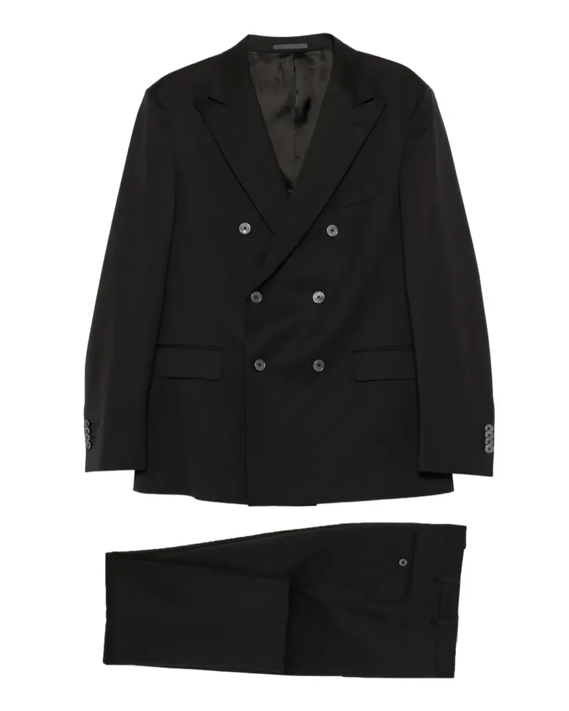CENERE GB flap-pocket double-breasted suit - Schwarz Schwarz