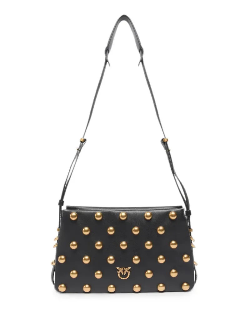 Pinko Love Birds Schultertasche mit Nieten - Schwarz Schwarz
