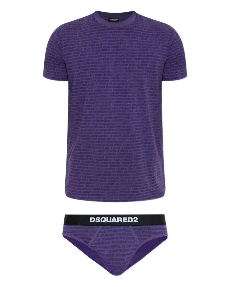 Dsquared2 Pyjama mit Logo-Print - Violett Violett