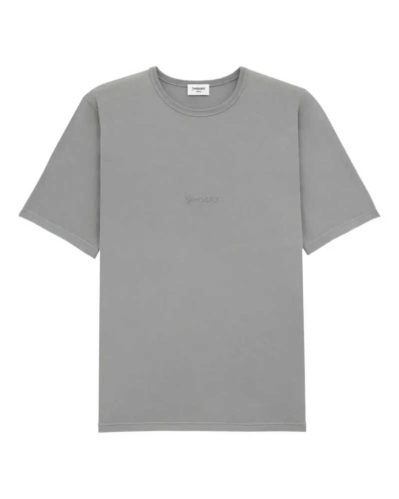 Saint Laurent embroidered cotton polo shirt - Grau Grau