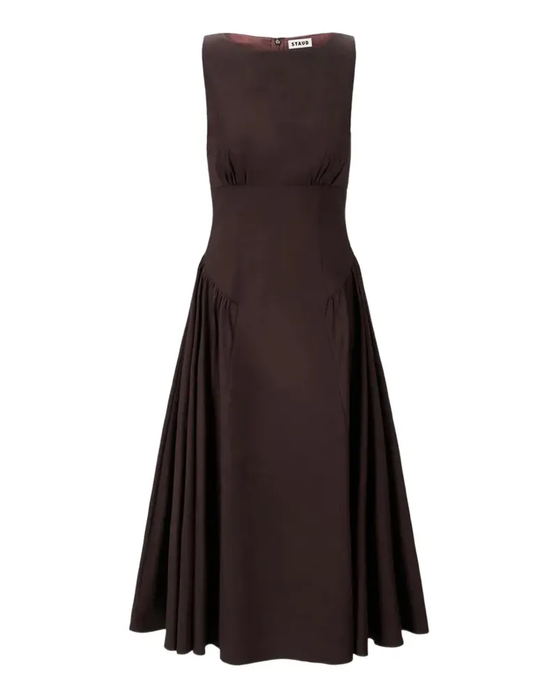 STAUD Gerafftes Gwen Midikleid - Braun Braun