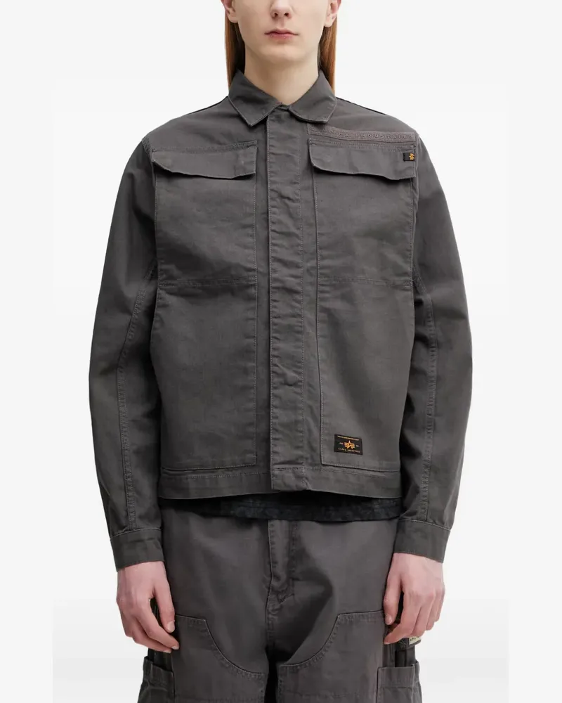 Alpha Industries logo-patch flap-pocket jacket - Grau Grau