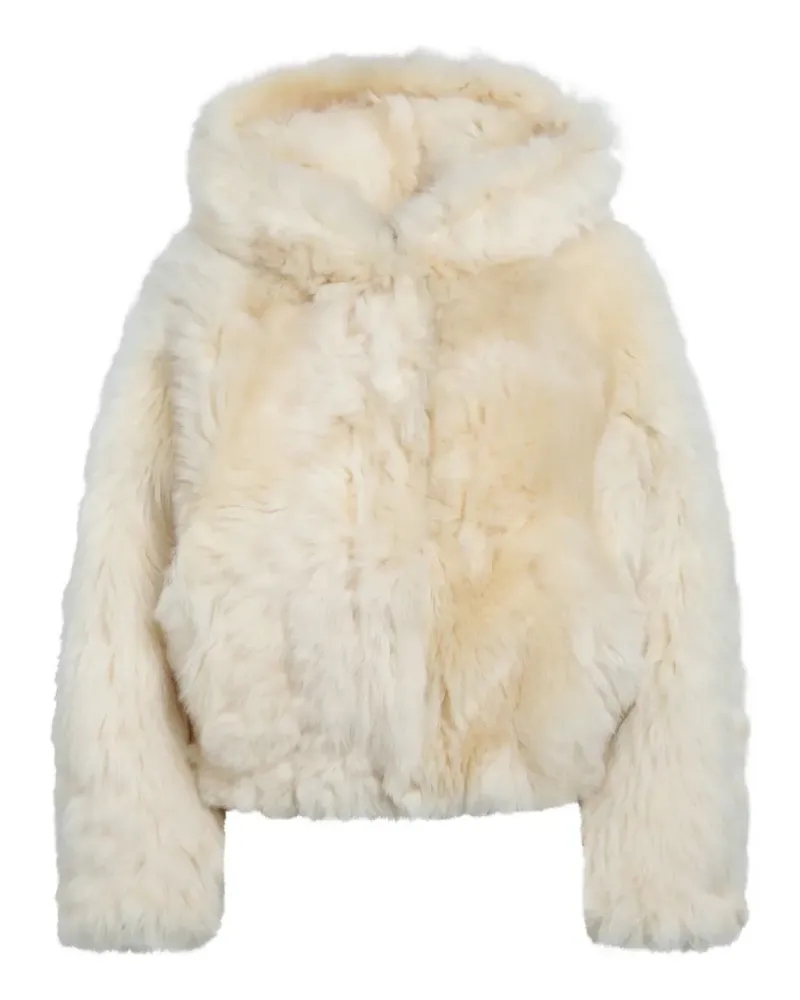 BLANCHA Langärmelige Kapuzenjacke aus Shearling - Nude Nude