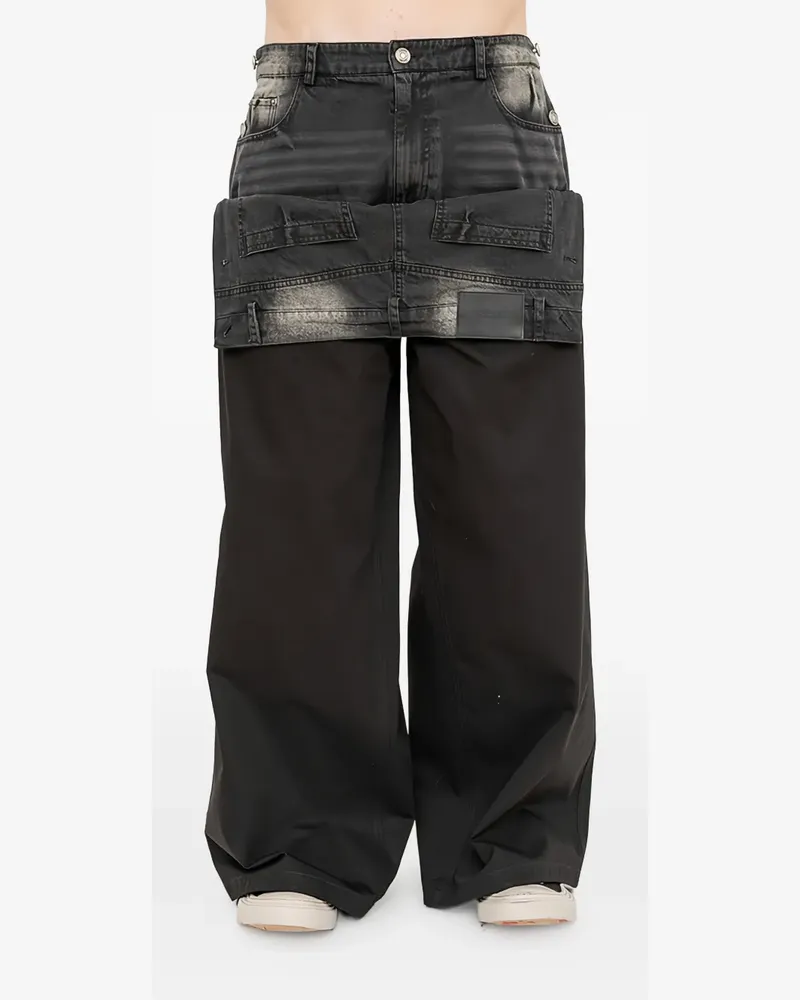 JUUN.J Weite Hose im Layering-Look - Schwarz Schwarz