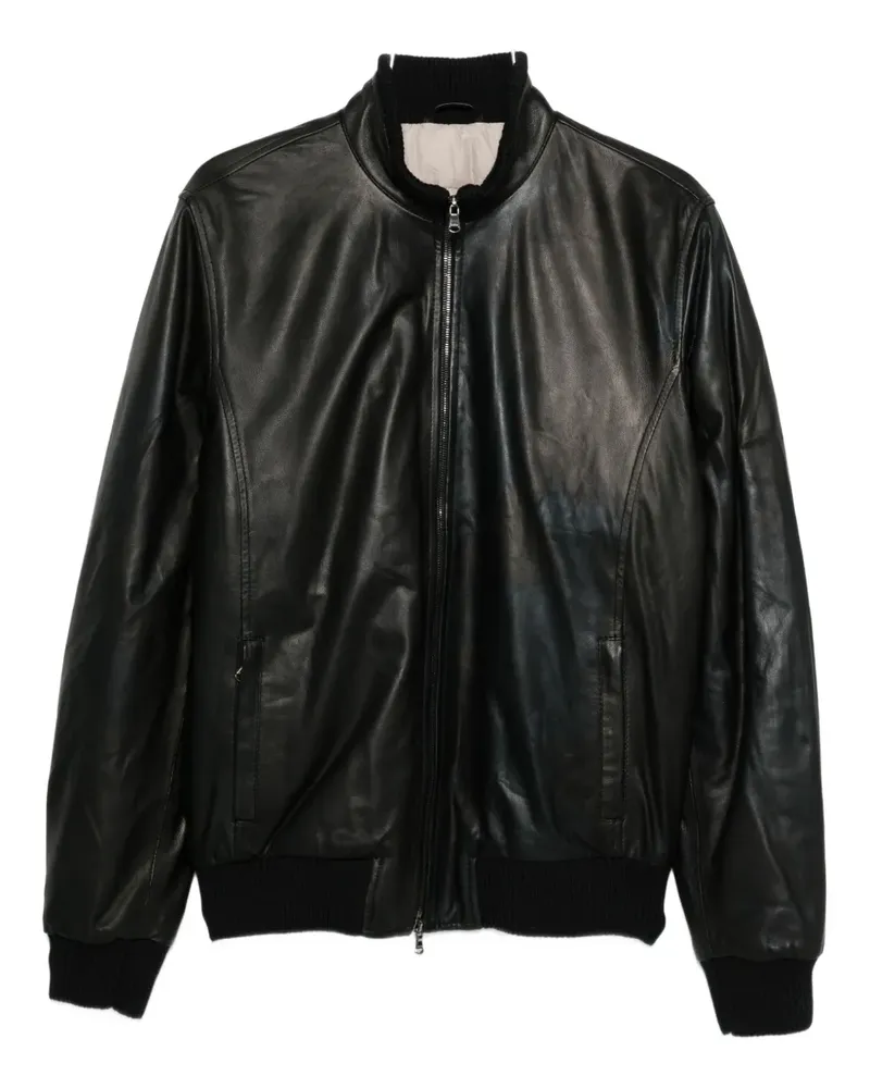 BARBA zip-fastening leather jacket - Schwarz Schwarz