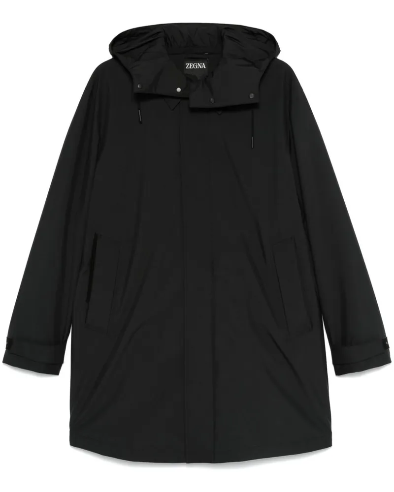 Ermenegildo Zegna Regenmantel mit Kapuze - Schwarz Schwarz