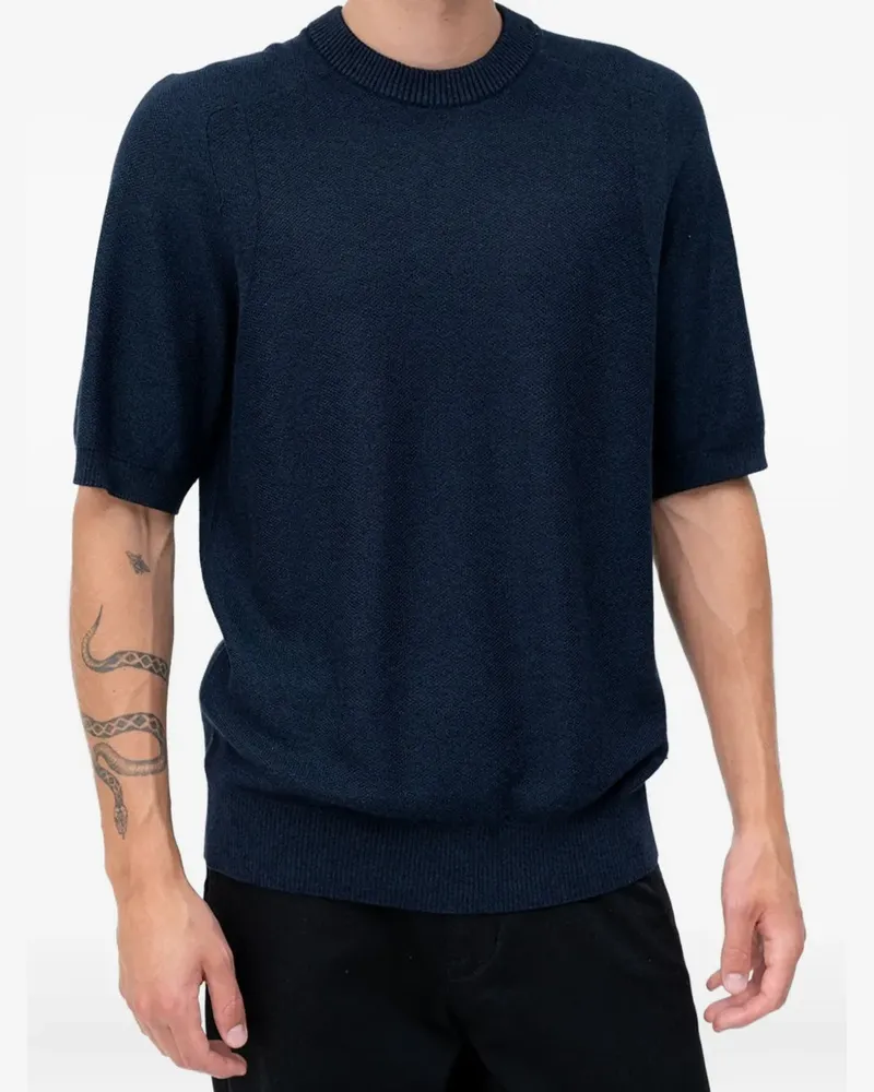 HUGO BOSS Kurzärmeliger Pullover - Blau Blau
