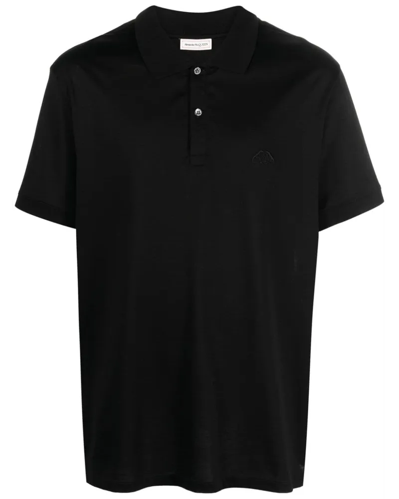 Alexander McQueen Seal Poloshirt mit Logo-Stickerei - Schwarz Schwarz