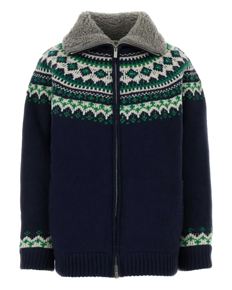 Miu Miu Wollcardigan mit Fair-Isle-Muster - Blau Blau