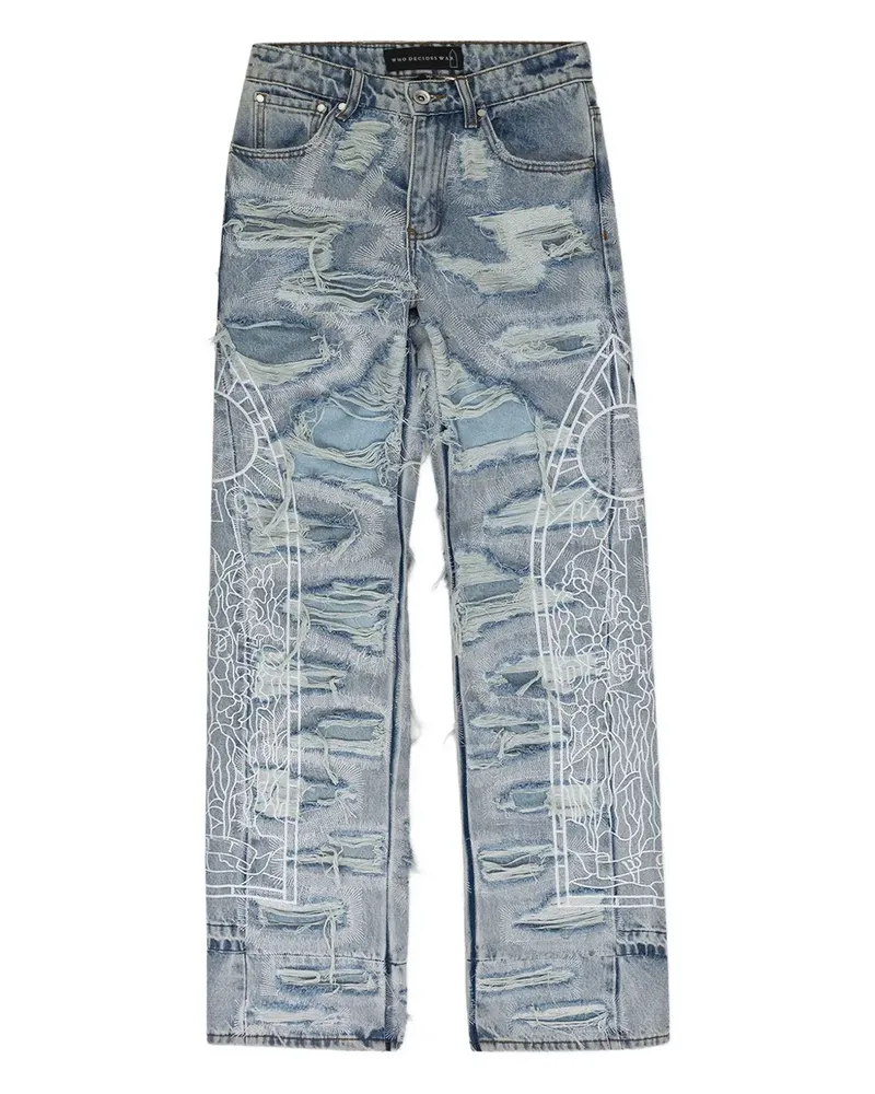 WHO DECIDES WAR Gerade Jeans im Distressed-Look - Blau Blau