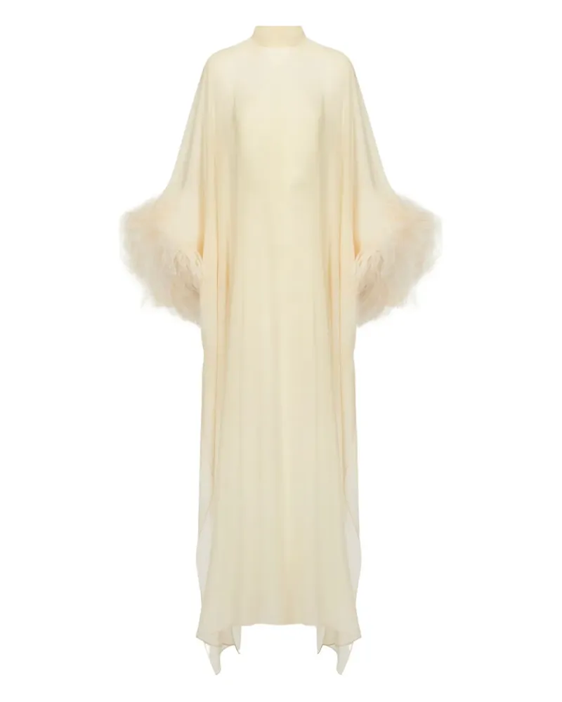 Taller Marmo Maxikleid mit Federn - Nude Nude