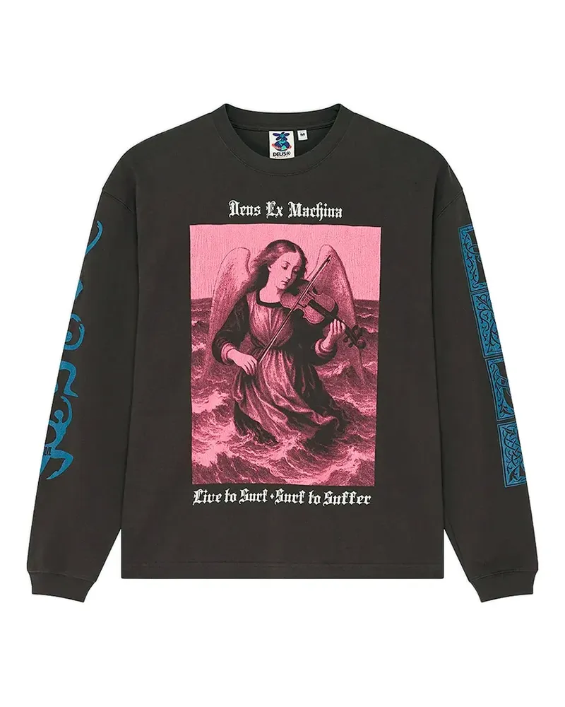 Deus Ex Machina Langarmshirt mit grafischem Print - Grau Grau