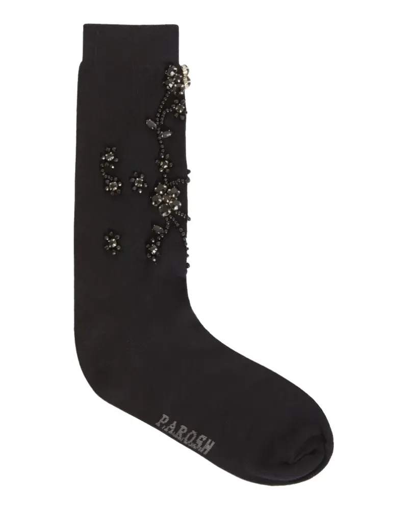 P.A.R.O.S.H. bead-embellished floral-motif socks - Schwarz Schwarz