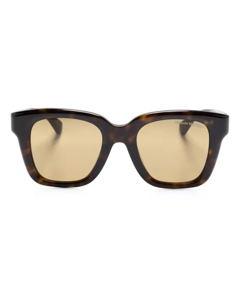 Alexander McQueen Eckige Sonnenbrille in Schildpattoptik - Braun Braun